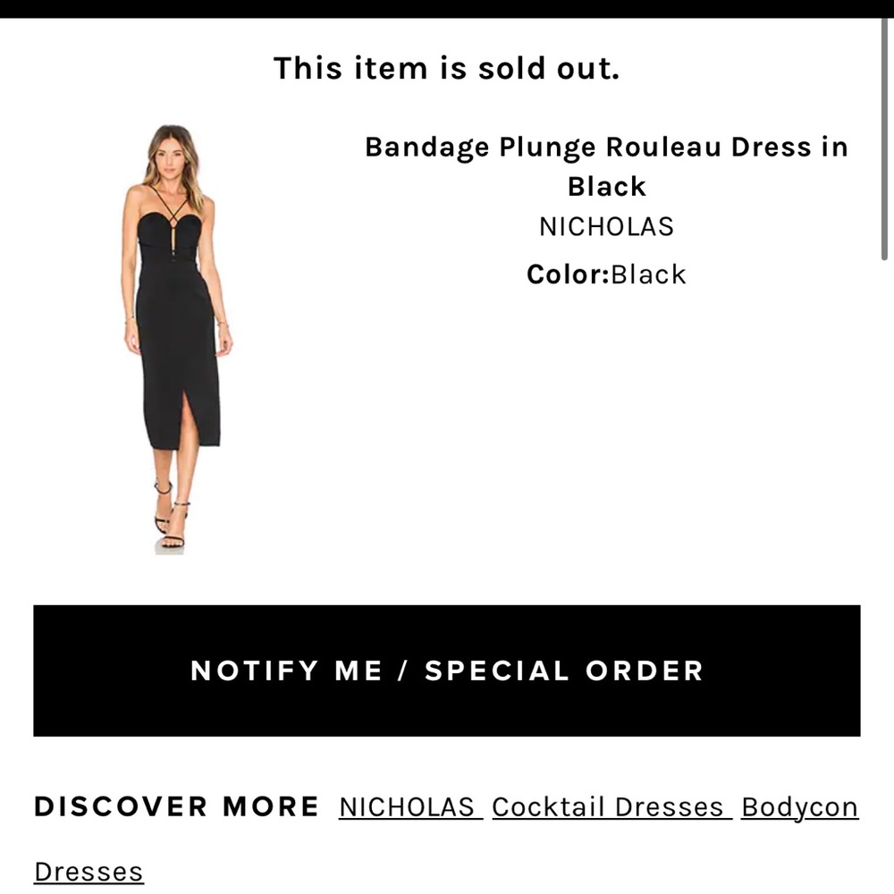 Bandage plunge dress in black
